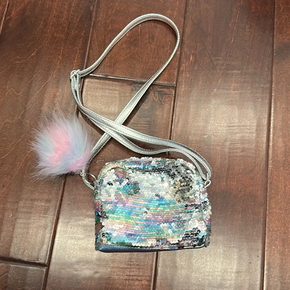 Letter E sequin crossbody bag